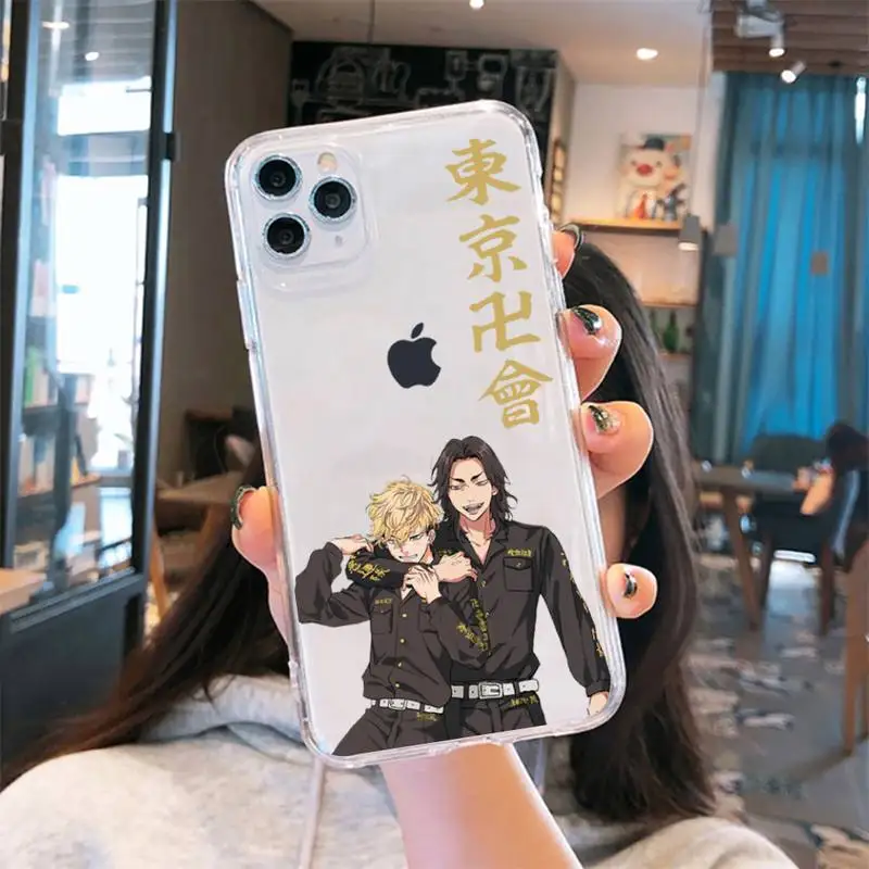 hot anime tokyo avengers mikey draken phone case transparent for iphone 6 7 8 11 12 13 s mini pro x xs xr max plus back cover free global shipping