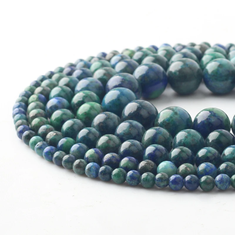 Круглые бусины Феникса лазули малахита из натурального камня 4/6/8/10/12 мм для