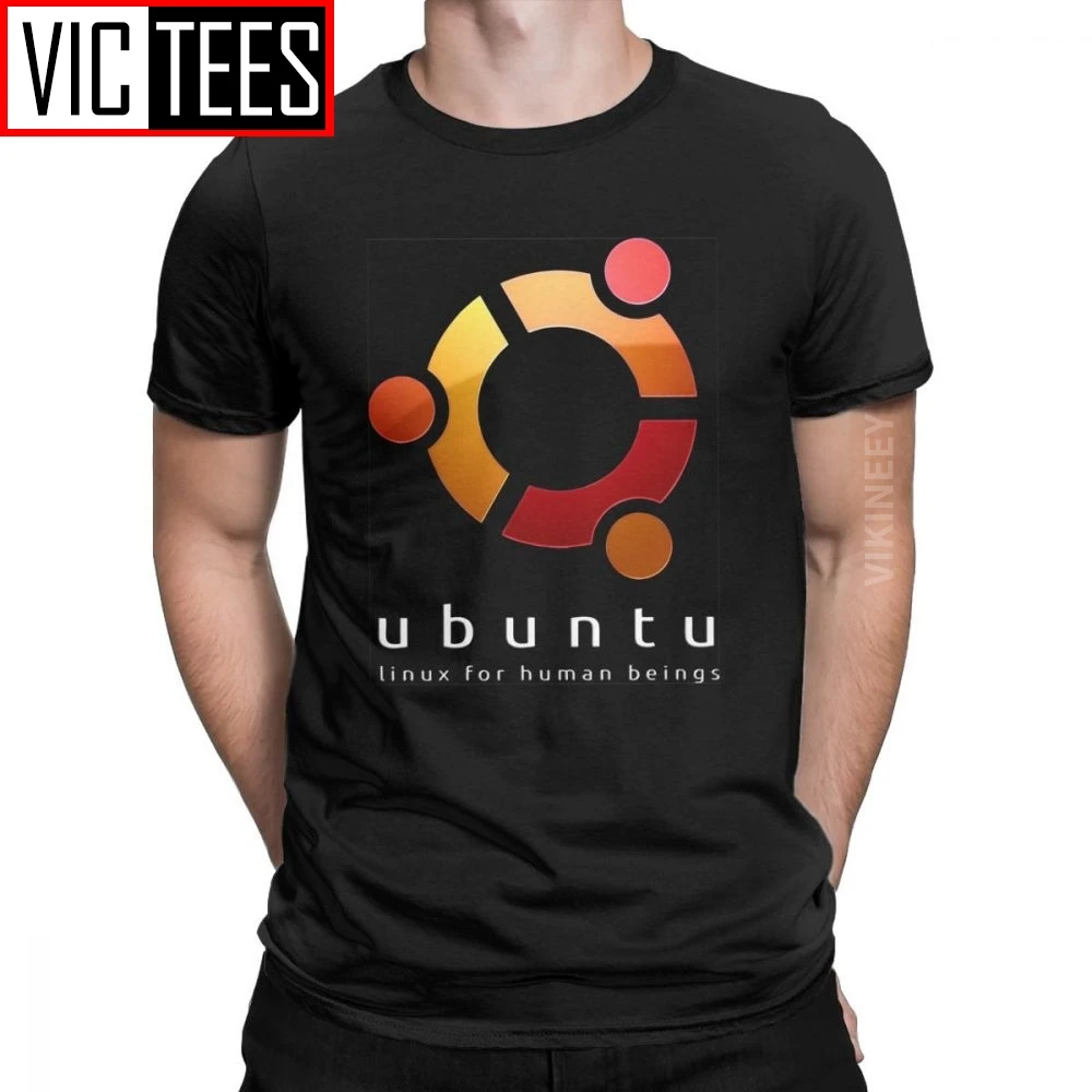 Ubuntu Linux For Human Beings T-Shirt for Men 100 Percent Cotton Tshirt Programming Programmer Classic Camisas Hombre Oversized