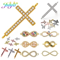 juya diy religious christian jewelry making accessories micro pave zircon gold infinity cross charm connectors findings