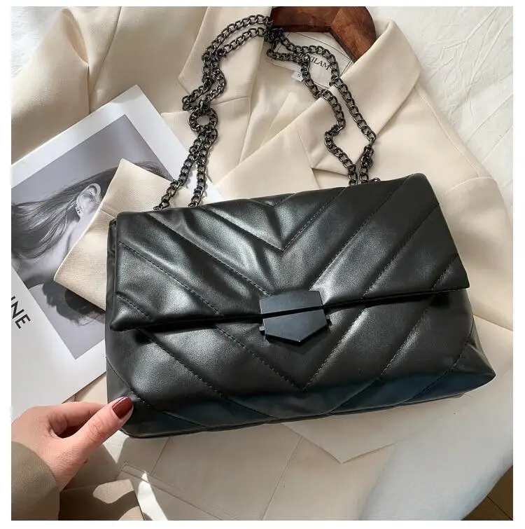 

New Casual Chain Crossbody Bags For Women Fashion Simple Shoulder Bag Ladies Designer Handbags PU Leather Messenger Bags Handbag