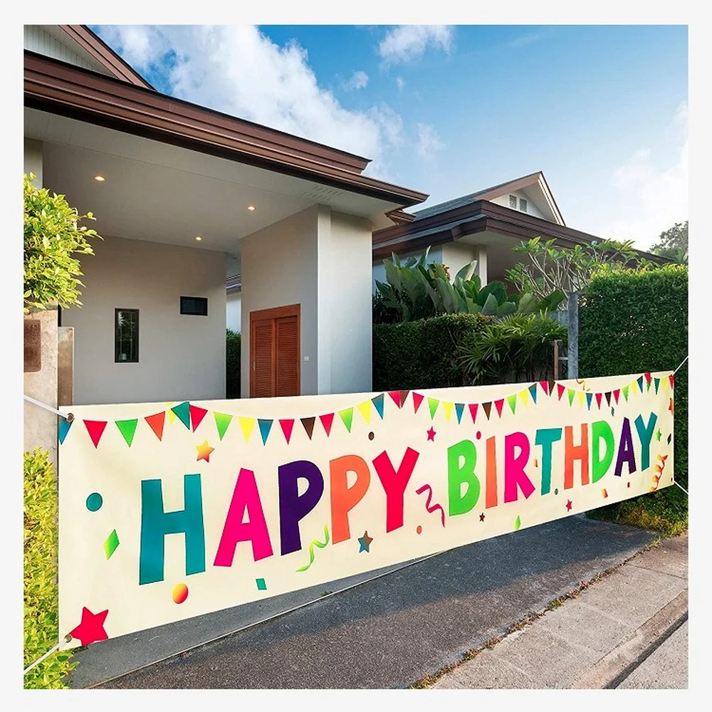 Большие тканевые украшения для дня рождения Радужный баннер с надписью на день