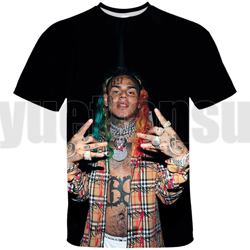 

Футболка 3D Tekashi 69, футболки оверсайз в стиле аниме, летние футболки с круглым вырезом, альбом GOOBA, детские футболки, мужская футболка, 6ix9ine
