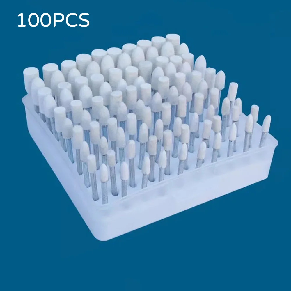 

100pcs Wool Grinding Head Cone Felt Buffing Polishing Wheel For Rotary Tools Sesame Grinding Head Rubber Elastomer Sponge Wheel
