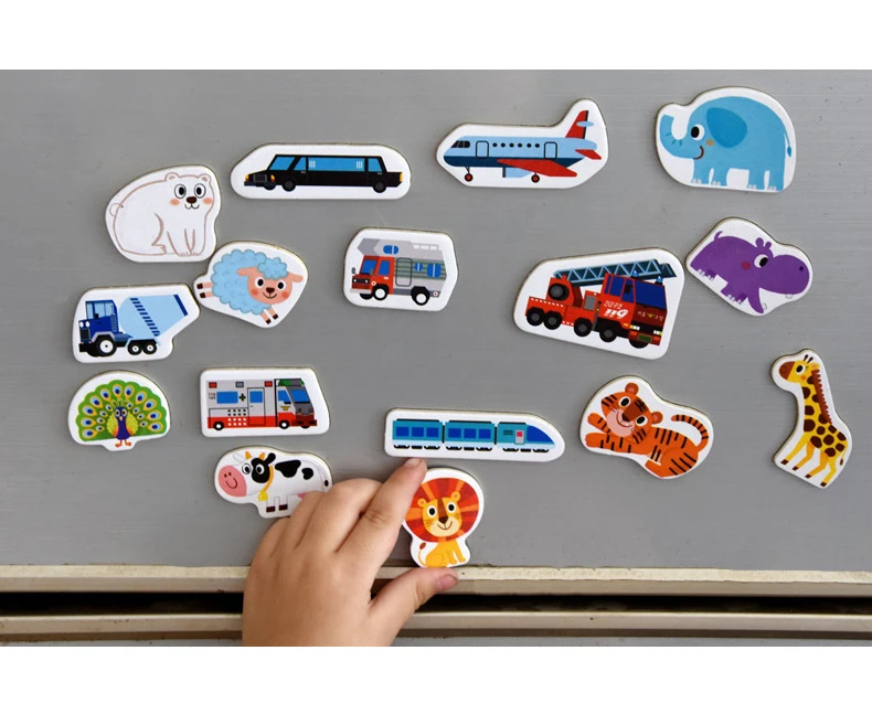 

kids Wooden Magnetic Puzzle Animal and Traffic Vehicle Game Children Baby Early Educational Learning Toys Jigsaw Puzzles ZXH