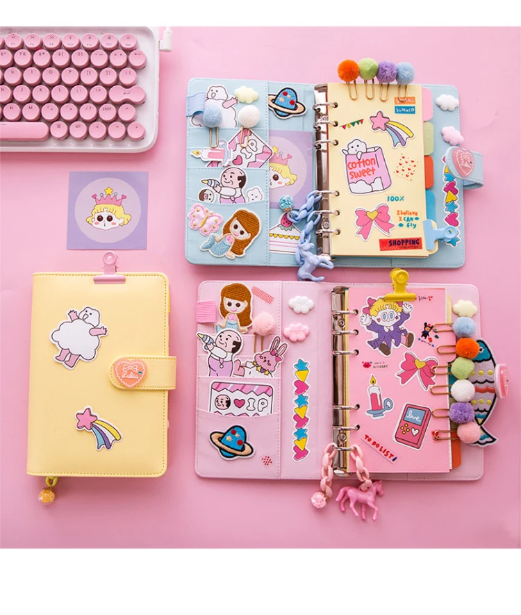 Kawaii PU планировщик блокнот розовый A6 спиральный блокнот планировщик Органайзер связующий дневник пули блокнот-журнал