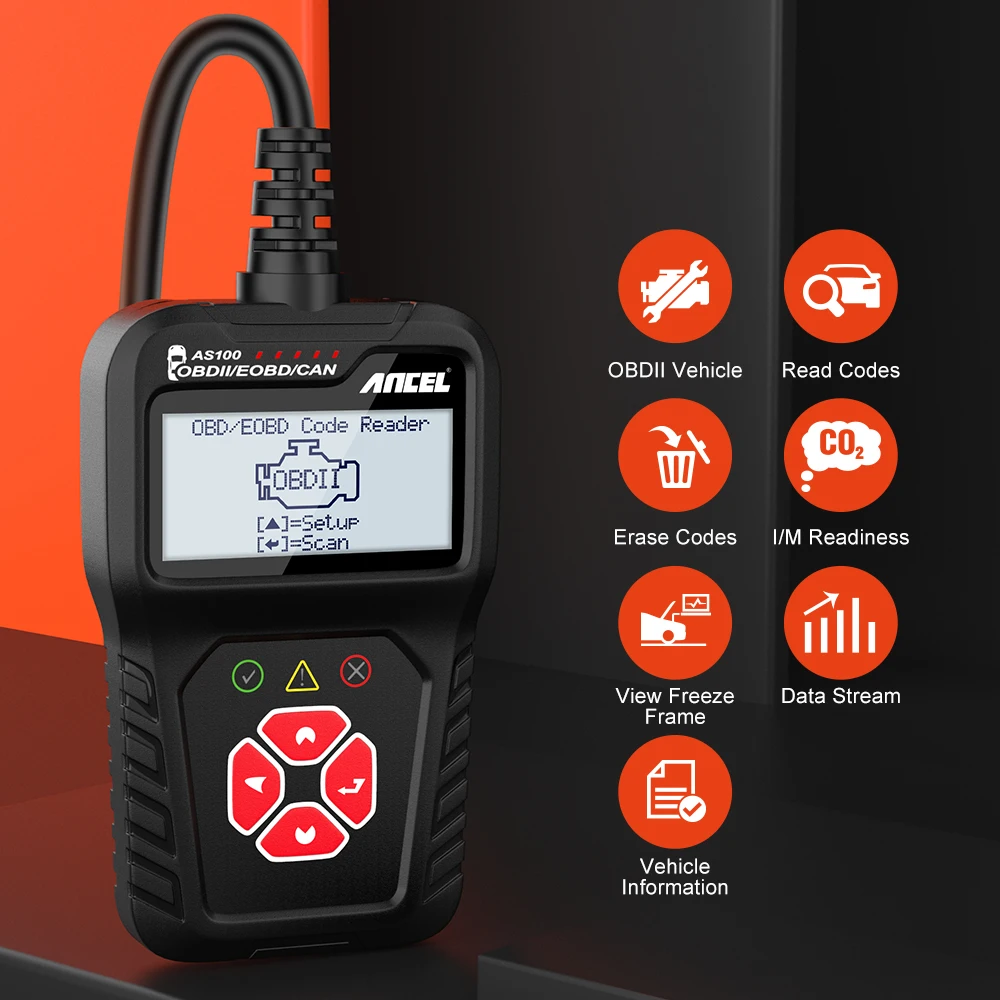 Ancel AS100 OBD2 сканер автомобильный OBD 2 анализатор двигателя инструмент считыватель
