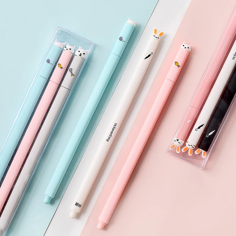 

Cartoon Animals Gel Pen 0.5mm Cute Rabbit Cat Pens Kawaii Gel Pens For School Writing Novelty Stationery Girls Gifts