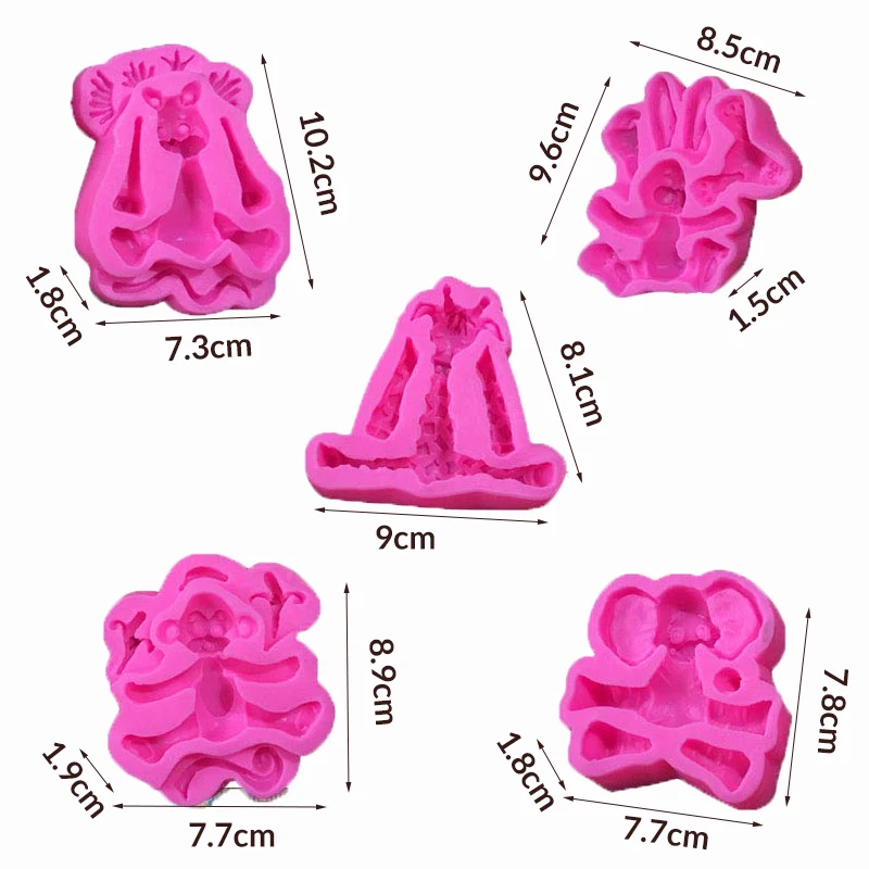 Forest Animal Silicone Fondant Mold Lion Elephant Monkey Giraffe Rabbit Clay for Kids Birthday Cake Topper Decorating | Дом и сад