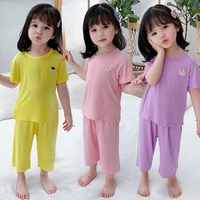 girl boys pajamas suits tops pants 2pcssets%c2%a02021 cool spring summer cotton nightwear homewear sleepwear children clothing