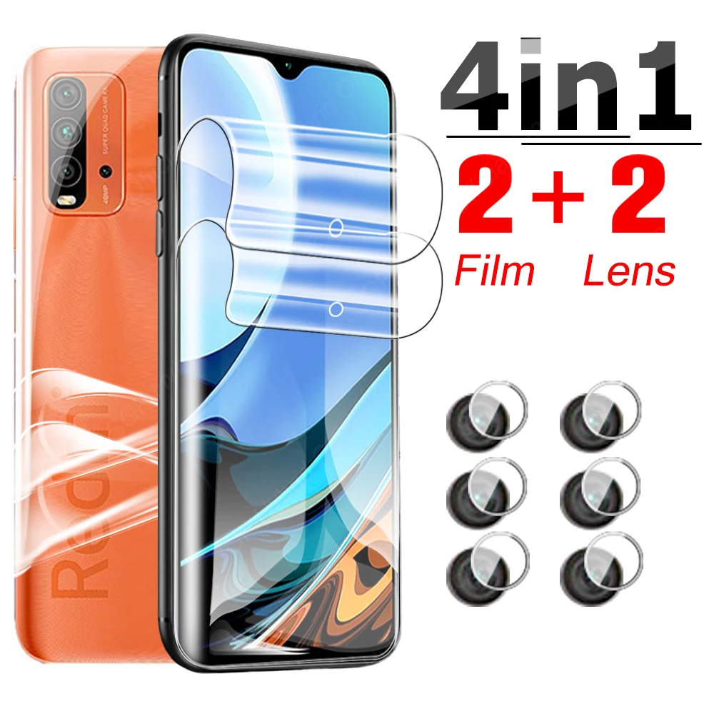 

4-в-1 Защитная Гидрогелевая пленка для Xiaomi Redmi 9 T защита для экрана на Redmi 9 T Redmi9 C Redmi9t защита задней части объектива камеры