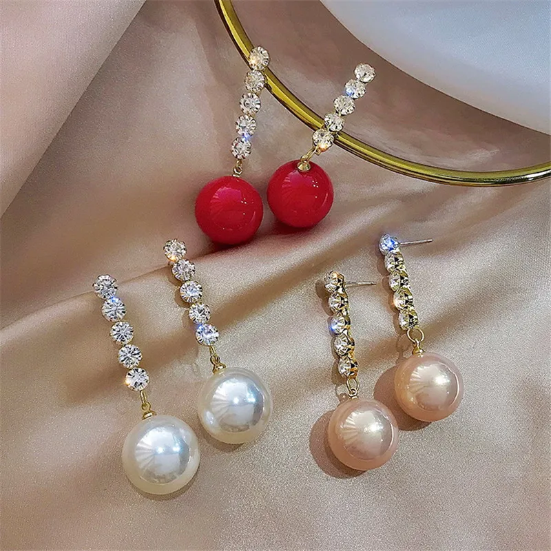 

Circle Earrings New Vintage High Imitation Baroque Pearl Earrings Gold Circle Earclip Women Jewelry Golden Punk Round