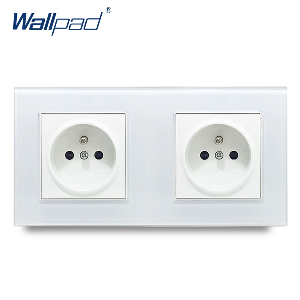 2 French Socket 5 Frame французская розетка Wallpad с украшением в виде кристаллов закаленное белый Стекло Панель 16A ЕС 110 V-240 V 5 французские розетки 430*86 мм Размеры - Тип: 2 French Socket