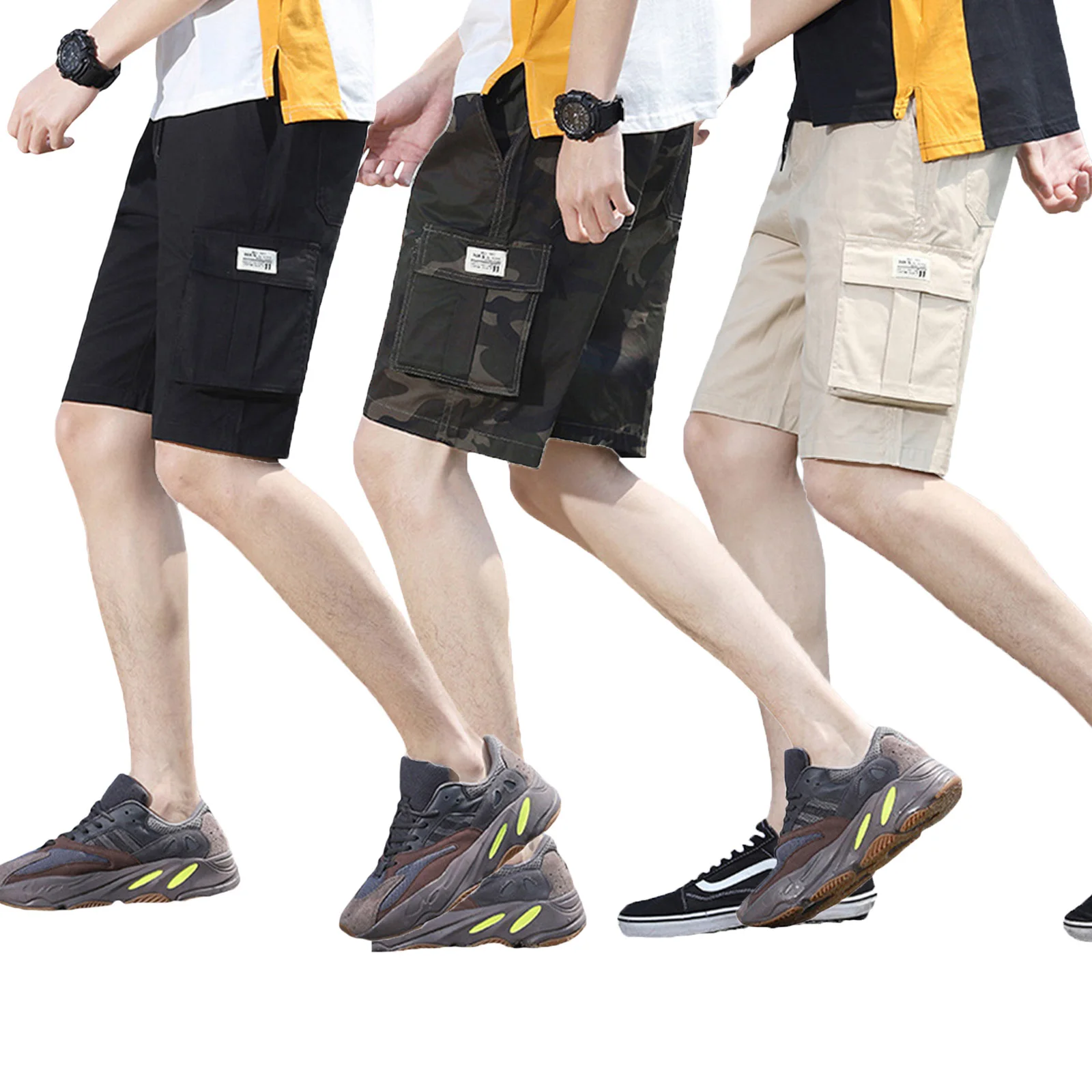 Мужские повседневные шорты с карманами мужские однотонные бриджи камуфляжным
