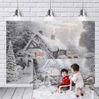 Рождественский фон для детской фотостудии с изображением белого снега новогоднего и семейного украшения снежинки фон с изображением кирпичного камина