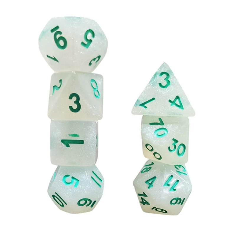 

24BD 7pcs/set Glitter DND Dice D20 Polyhedral 20 Sided Dices Table Board Role Playing Game for Bar Pub Club Party