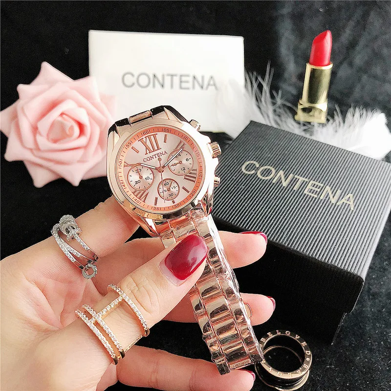 Reloj Mujer Montre Femme Contena Geneva 2020 женские часы розового золота Известный люксовый бренд