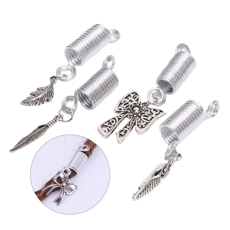 

5 шт. DIY ретро серебряные кольца для волос коса дреды бусины листья звезда покрытие аксессуаров Древний серебряный сплав для наращивания вол...