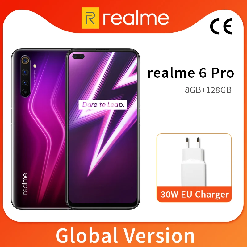 Глобальная версия realme 6 Pro 8 ГБ 128 дюйма 90 Гц экран Snapdragon 720G Восьмиядерный 64 мп AI Quad