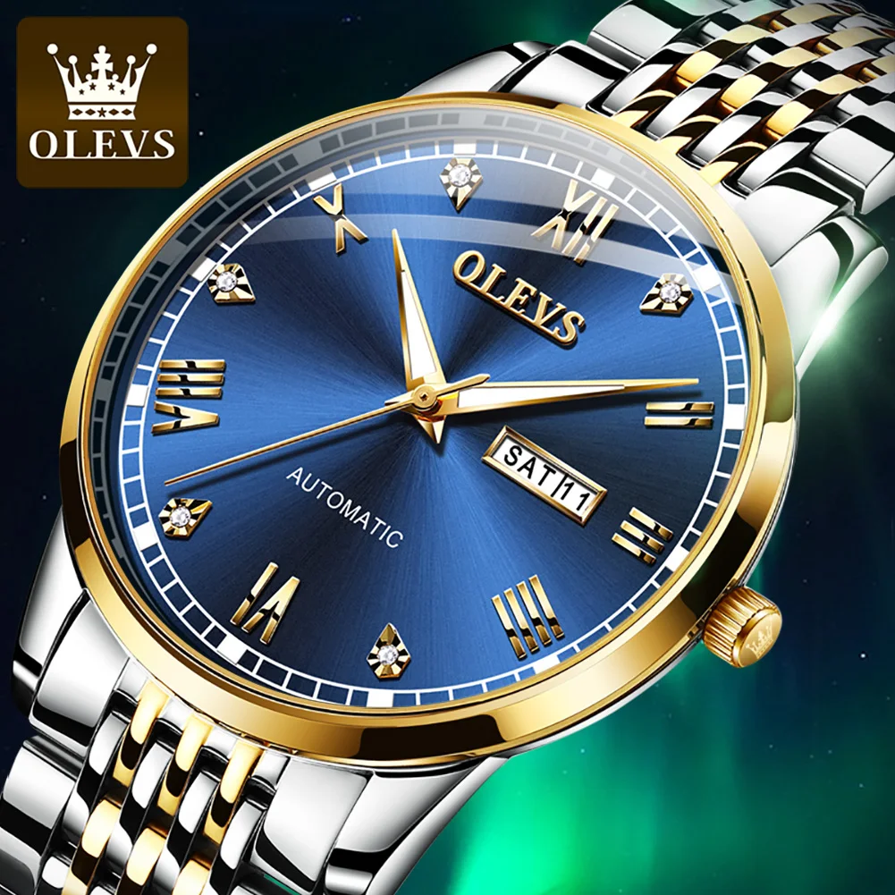 

OLEVS Automatic Mechanical Waterproof Stainless Steel Men's Watch Tourbillon Famous Wristwatch Clock Zegarek męski 6602