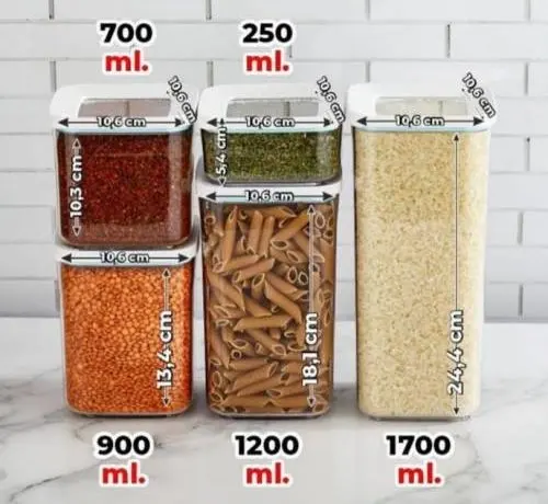 

12 Pc High Quality Storage Box Food Set Organizer Kitchen & Pantry Spice Legumes Bottle Spice Rack