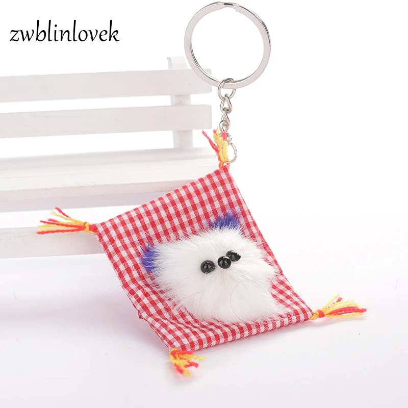 Новинка брелок для ключей Chaveiro с милым мультяшным помпоном в виде кота клетку