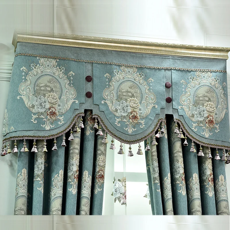 Simple European Style French Living Room Bedroom Chenille Jacquard Relief Shade Curtain Cloth Finished Product | Дом и сад
