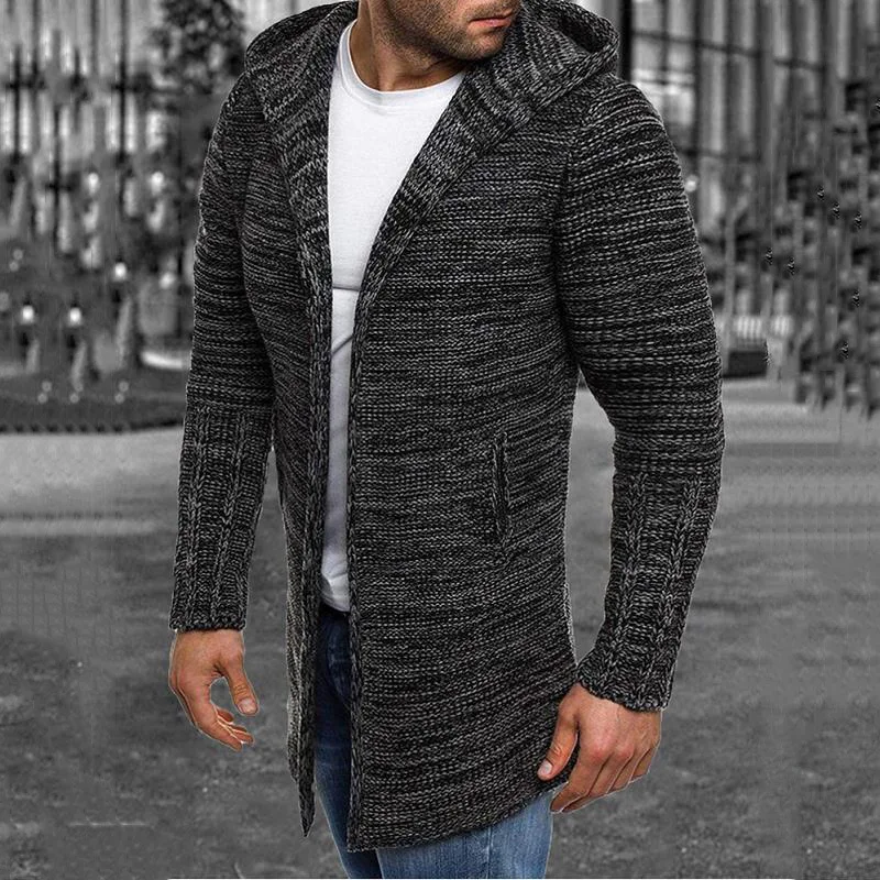 

E-BAIHUI Sweater Oversize High Street Solid Knitted Long Sleeve Cardigan With Pockets Casual Slim Hoodies Windbreaker Knitwear