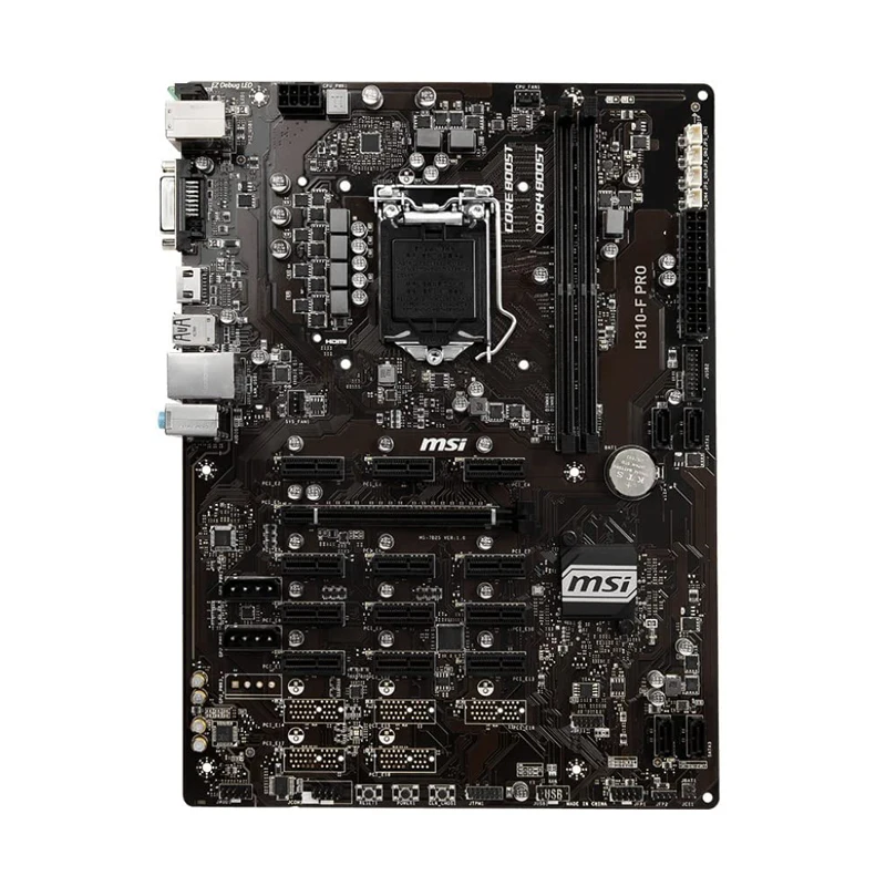 

Материнская плата MSI H310-F PRO Mining H310, материнская плата 1151 DDR4 32 Гб 2133 МГц с поддержкой Core i9 9900K 9700T, процессор PCI-E 3,0 ATX