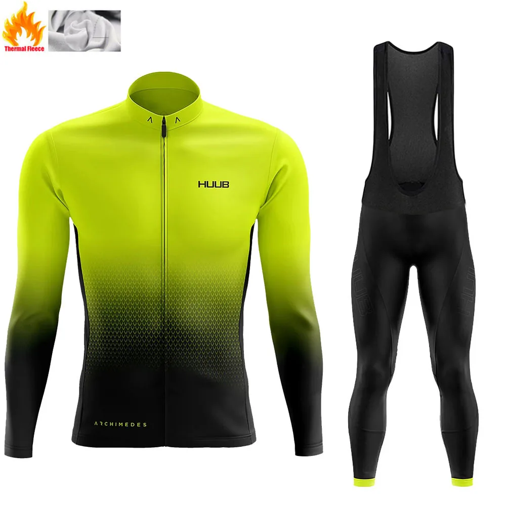 

Suit HUUB 2021 Cycling Clothing Long Jersey Sleeve Road Bike Winter Men Thermal Fleece Maillot Set Pants