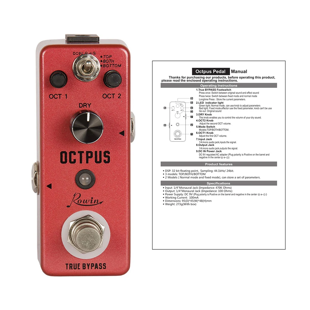 rowin lef 3806 reine octpus gitarre pedal elektrische gitarren digitale oktave pedale 11 verschiedene oktaven modi gitarre effekt pedal free global sh