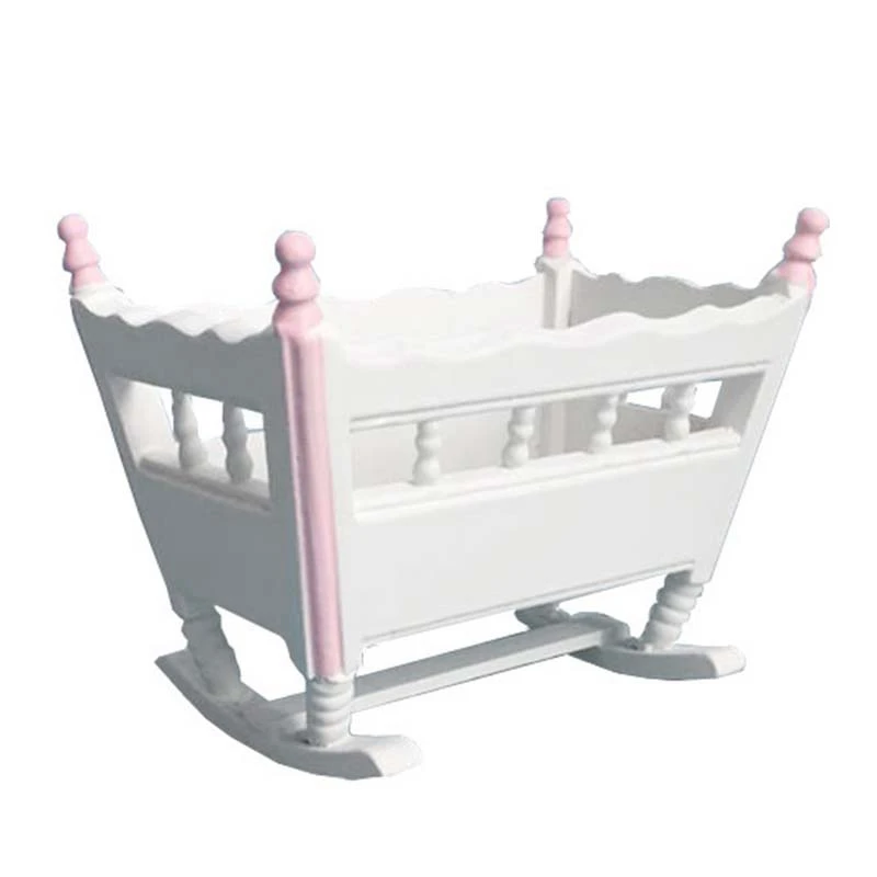 

FBIL-1:12 Dollhouse Miniature Furniture White Wooden Cradle Baby Crib Dollhouse Furniture Decorate Kids Toy