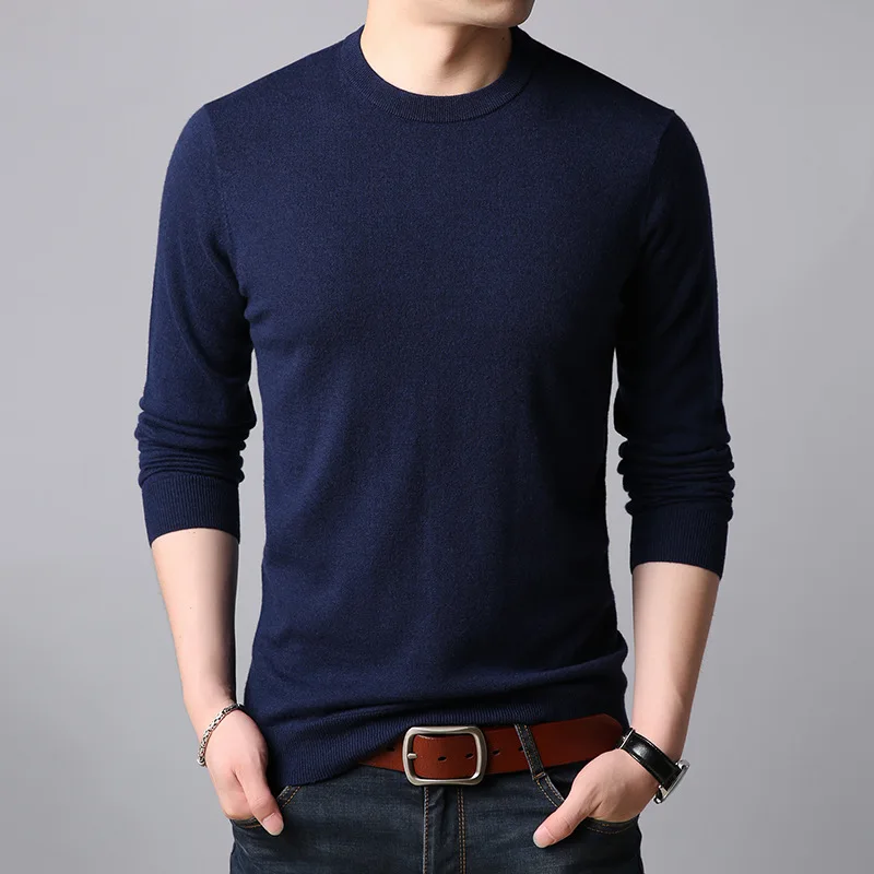 

YUSHU мужской модный брендовый шерстяной свитер Одноцветный теплый мужской вязаный пуловер Повседневный приталенный мужской кашемировый св...