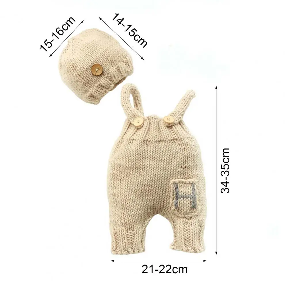 

1 Set Baby Overalls with Hat Fashion Knitted Jumpsuit Newborn Photography Accessories for Infant