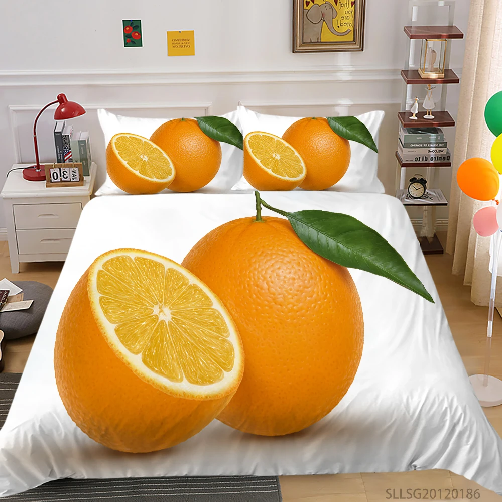 

3D Bedding Set King Size Duvet Cover Set Fresh Fruit Soft Fashionable Modern Home Bed Set Pillowcase 2/3 Pcs Hotsale