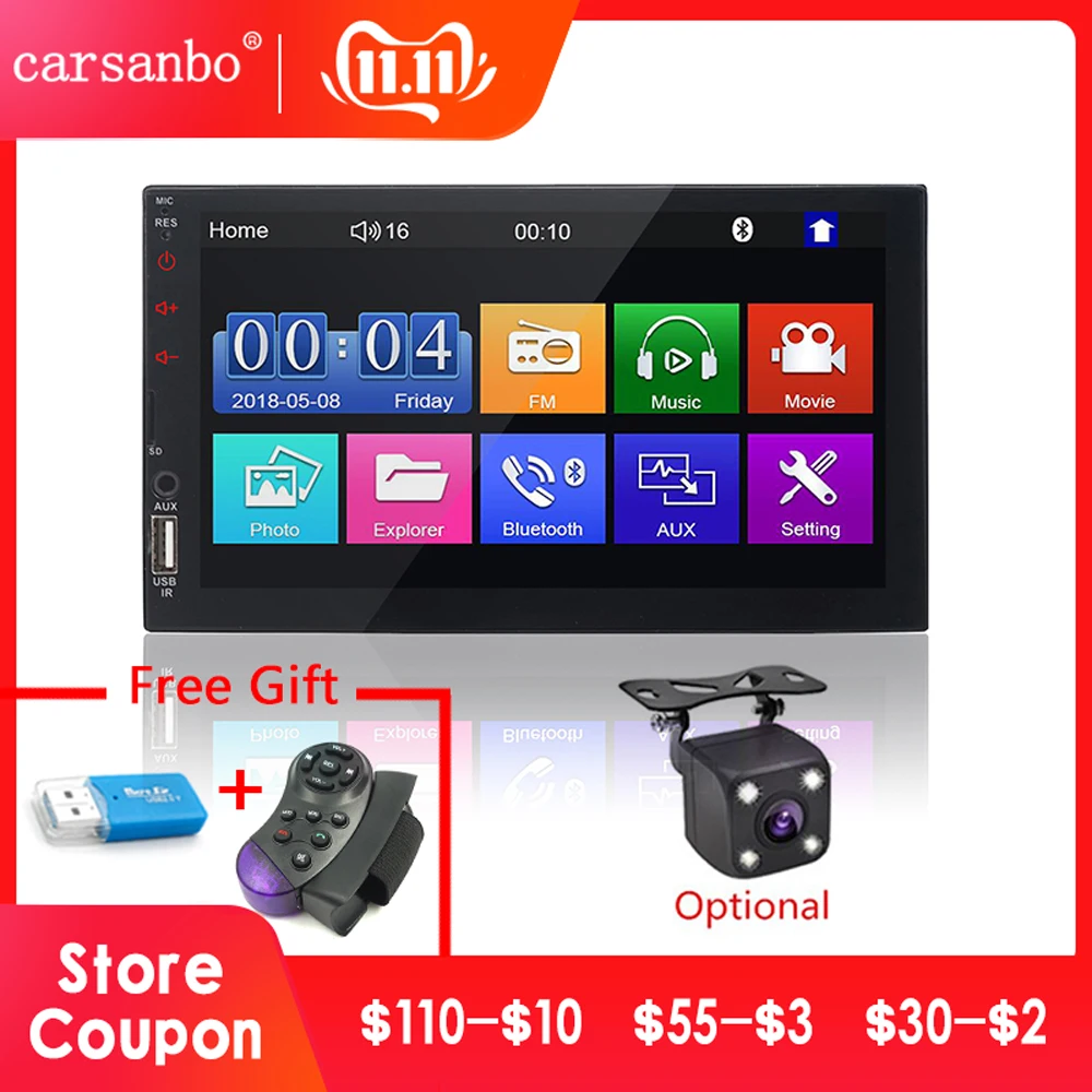 2 din автомагнитола 7 &quotHD сенсорный экран плеер mirrorlink Android/iOS MP5/SD/FM/MP4/USB/Bluetooth Авто