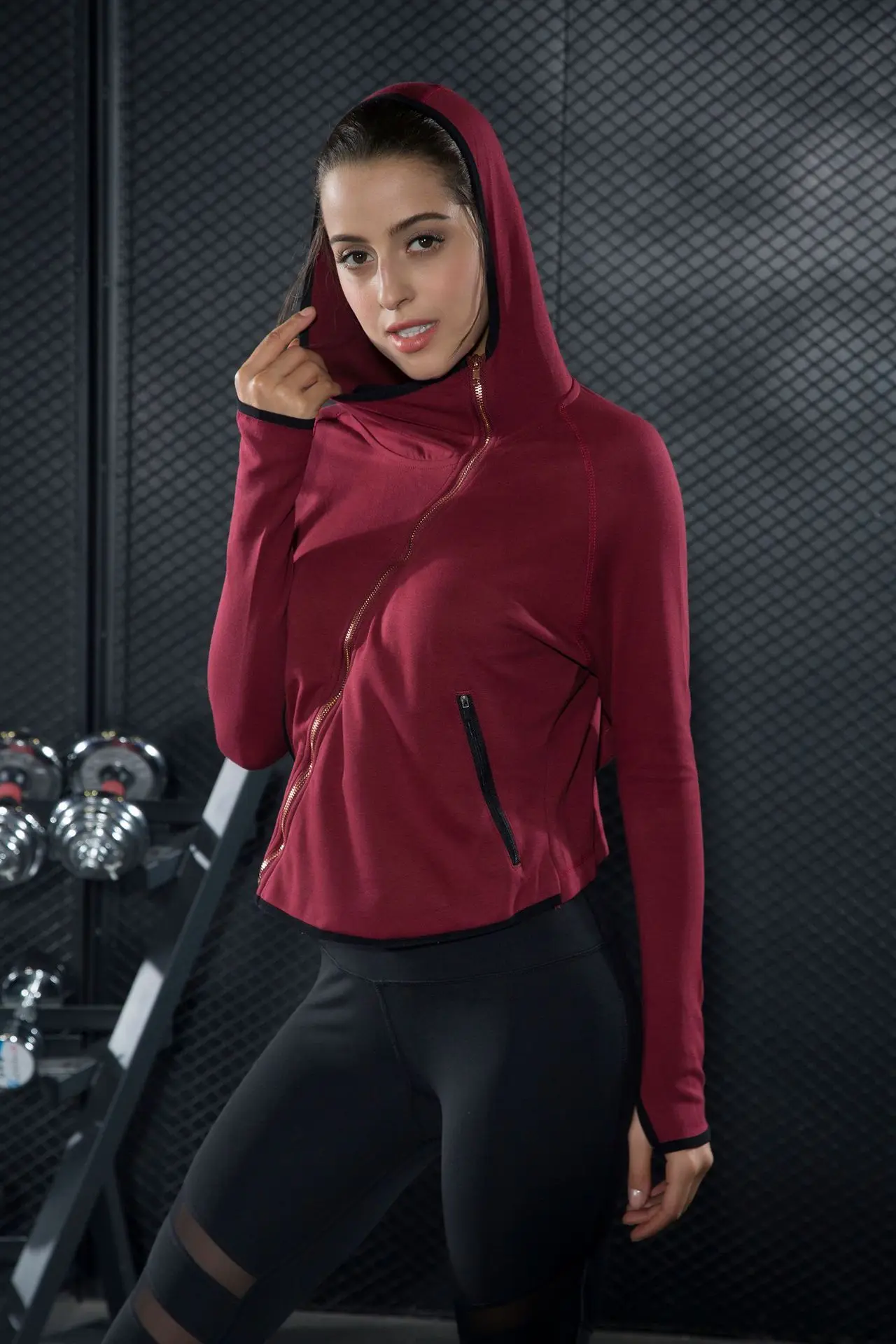 Высококачественная Женская куртка для бега фитнеса йоги тренировок на молнии