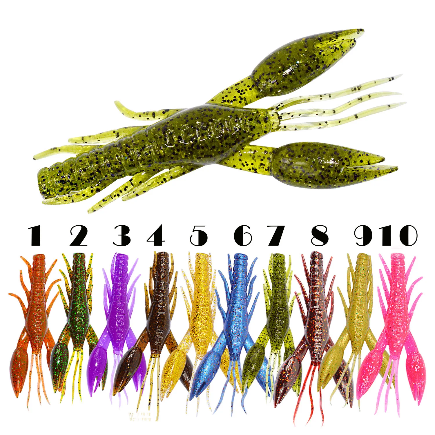 

Worm Craws Shrimp Soft Lure 90mm/10g Jig Wobbler Artificial Shrimp Silicone Swimbait Wobblers Bass Carp Fishing Tackle 2PCS