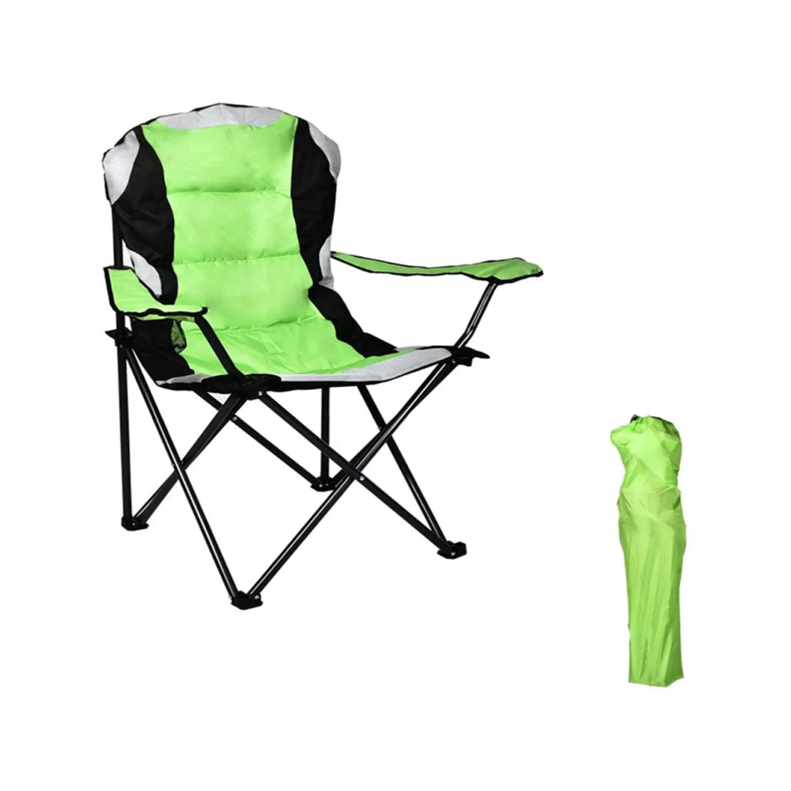 

Portable Folding Chair 600D Oxford PVC Powder Coated Steel Tube Frame Camper Chair Load-Bearing 350 lbs with Cup Holder&Pad