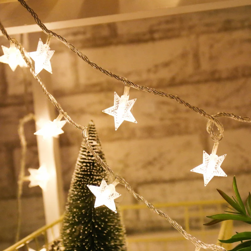 

Fairy Lights Pentagram warm white LED String Light Christmas Garland Bedroom Home Wedding New Year Decoration Battery Powered