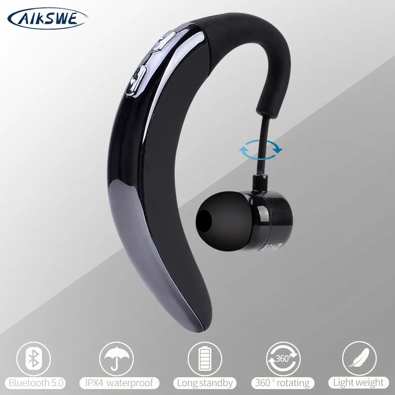 Беспроводные Bluetooth наушники AIKSWE автомобильные вкладыши с крючком для телефона