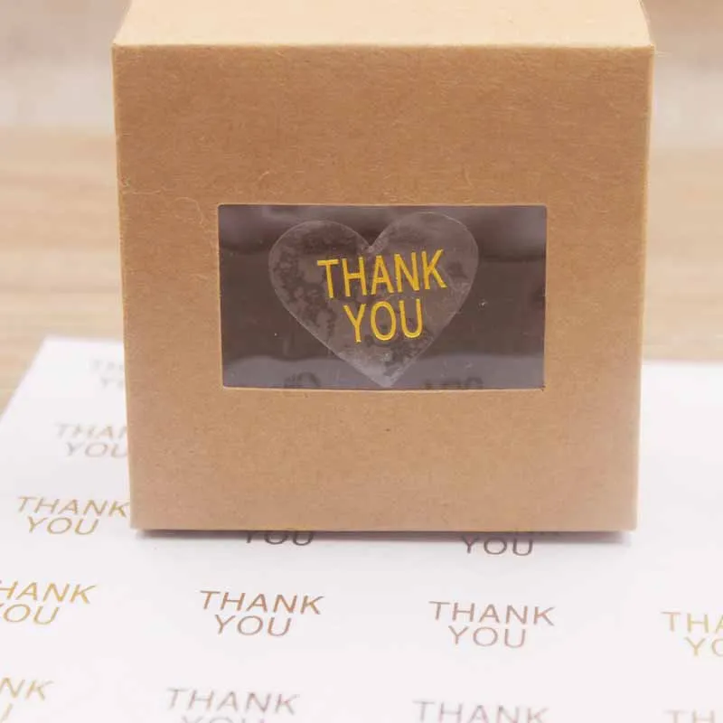 THANK YOU Feiluan, на заказ, новинка, 100 шт, многоцветные бумажные самоклеящиеся этикетки, спасибо, золотая фольга, трасродитель, ручная работа, с ярлыками любви, 29*33 мм - Цвет: THANK YOU