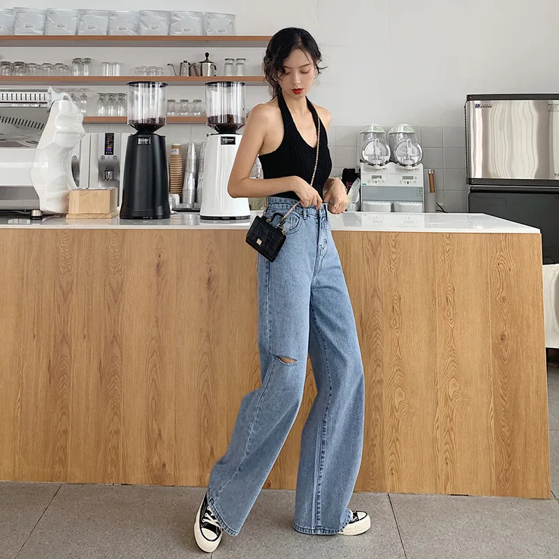 Широкие джинсы женские осенние новые свободные повседневные широкие брюки
