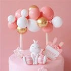 Розовый кролик детский торт украшение на день рождения Кролик Торт Топпер для детей Детская Вечеринка выпечка воздушный шар арочный шар Поставка подарков