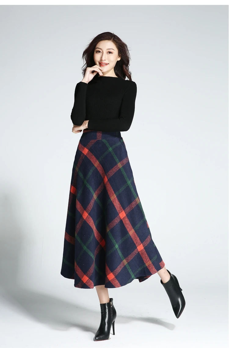 ZQLZ 2021 модная клетчатая длинная юбка с высокой талией Женская Осенняя весенняя