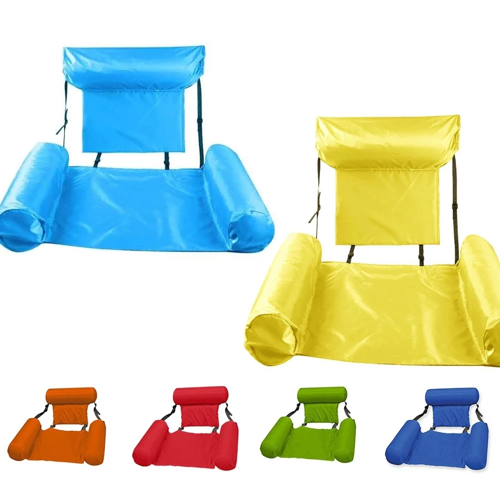 

Pool Water Sports Hammock PVC Summer Inflatable Foldable Floating Row Backrest Air Mattresses Bed Easy Carrying Lounger Chair