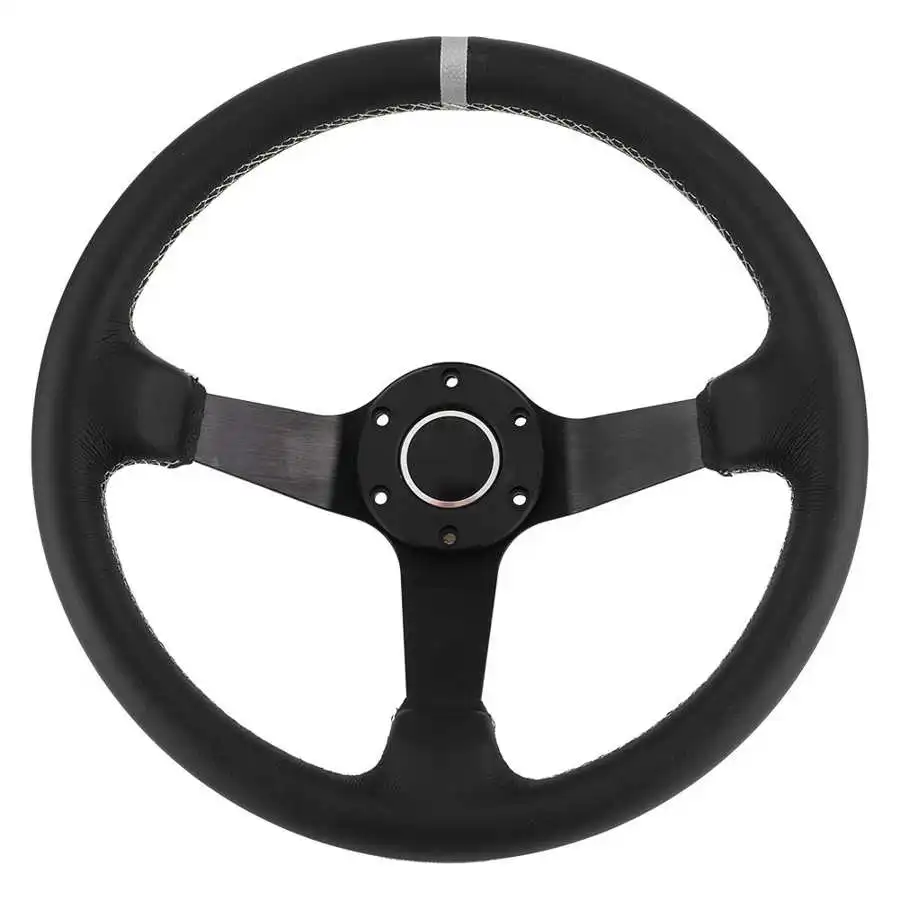350 мм/14 дюймов для SPARCO Style 6-Bolt ГЛУБОКАЯ ТАРЕЛКА черный кожаный гоночный руль с