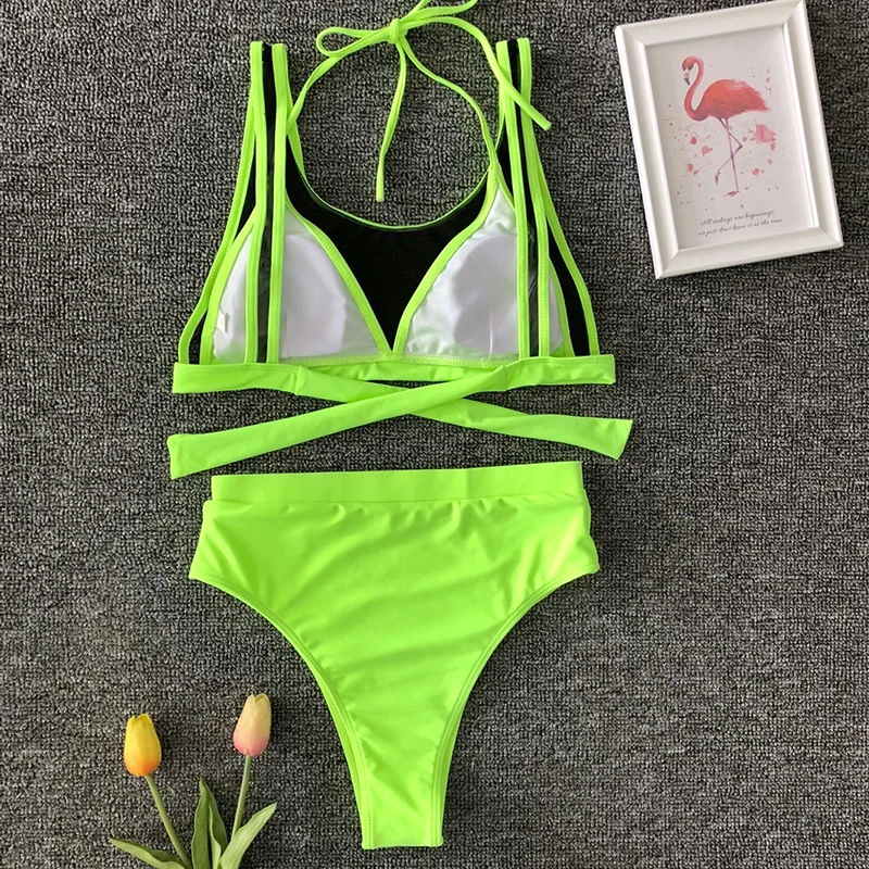 Зеленое бикини с эффектом пуш ап сексуальное новинка 2021 сетчатые купальники