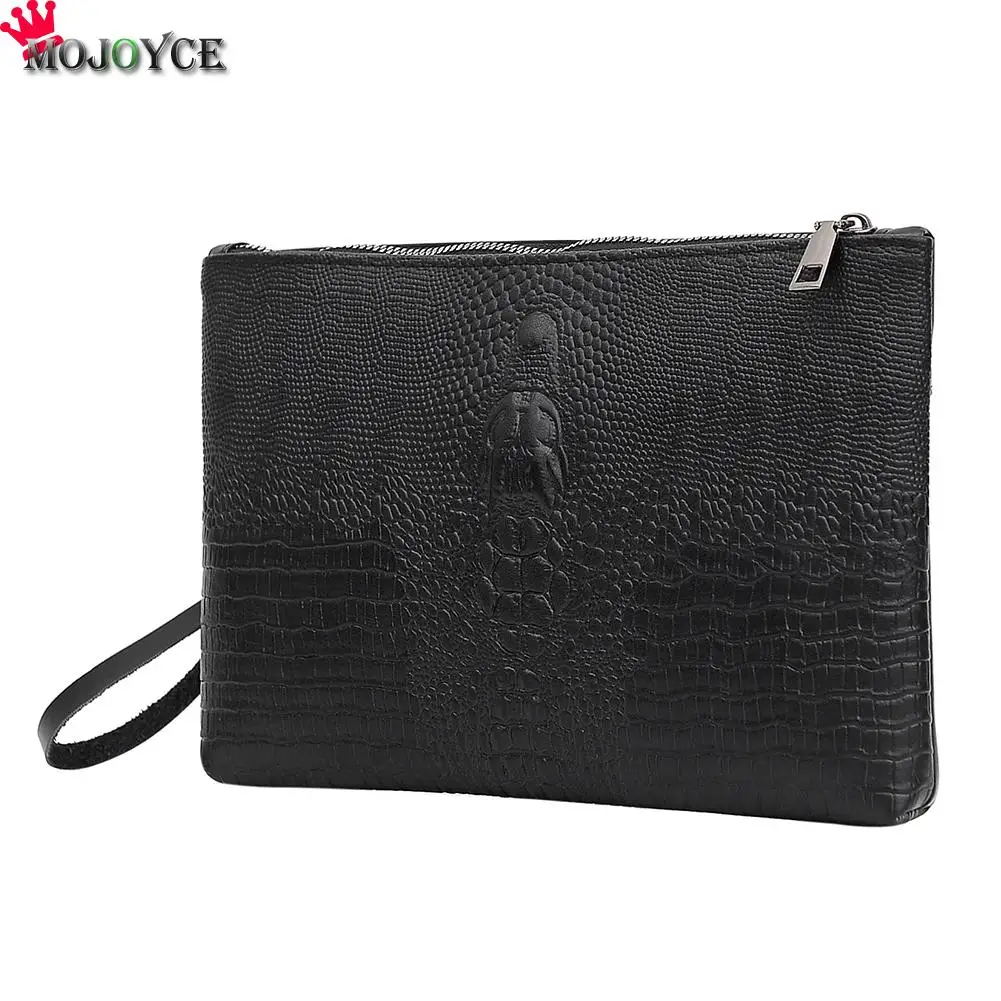 

2020 Genuine Leather Men Clutch PU Leather Vintage Crocodile Pattern Shoulder Bags Evening Party Messenger Bags Men Wallet