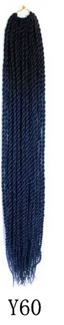 Qphair Ombre Сенегальские вьющиеся волосы крючком косы 24 дюйма 30 корней/упаковка синтетические плетеные волосы для женщин черные кроличьи волосы - Цвет: y60